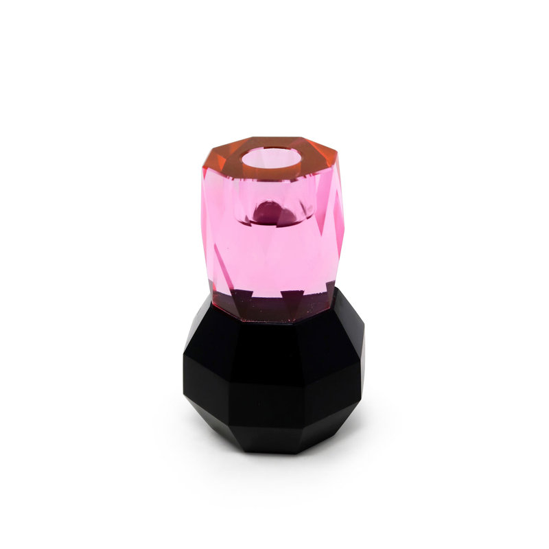 Crystal Candle Holder Pink, Pink/Black