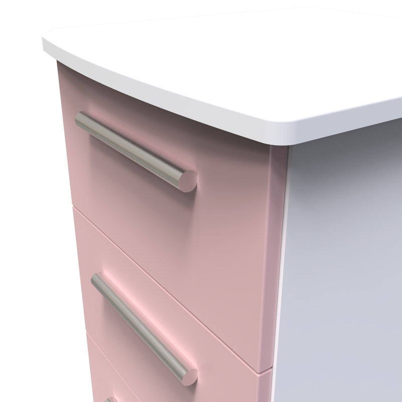 Fully Assembled Letoya Manufactured Wood Bedside Table, White/Pink