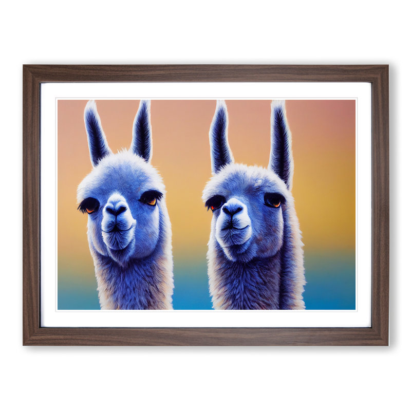 A Miraculous Llamas - Framed Print, 25cm H x 34cm W x 2cm D, Walnut Framed