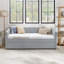 Lit de jour simple avec canapé-lit tapissier, avec rayures verticales, tissu en lin, gris (82,5 po x 43 po x 30 po)-615522849