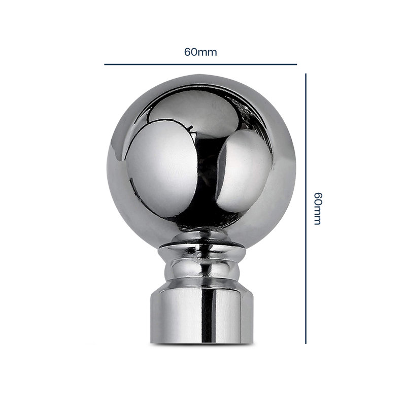 Heavy-Duty Adjustable Curtain Pole with Finials, Chrome, 120-210cm