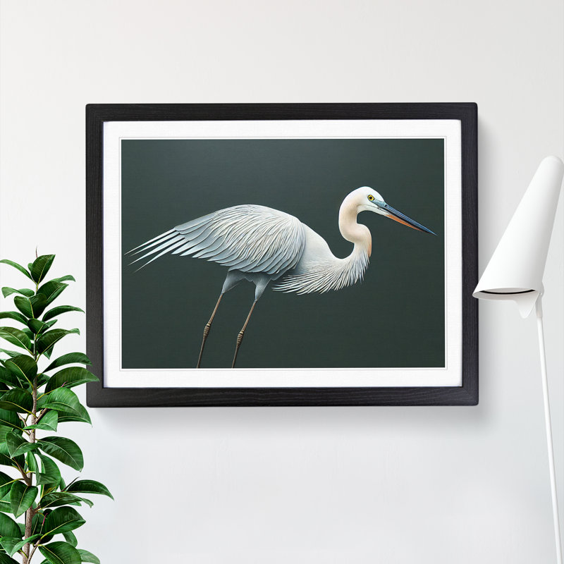 Fabulous Heron Bird - Single Picture Frame Print, Black Framed, 25cm H x 34cm W x 2cm D