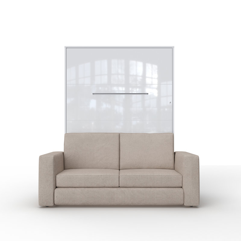 Ayvri Upholstered Murphy Bed, White/Beige