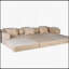 Canapé-lit convertible au sol avec structure de forme fixe, sans assemblage requis, tissu chenille pour le salon et la chambre à coucher, beige-1187957023