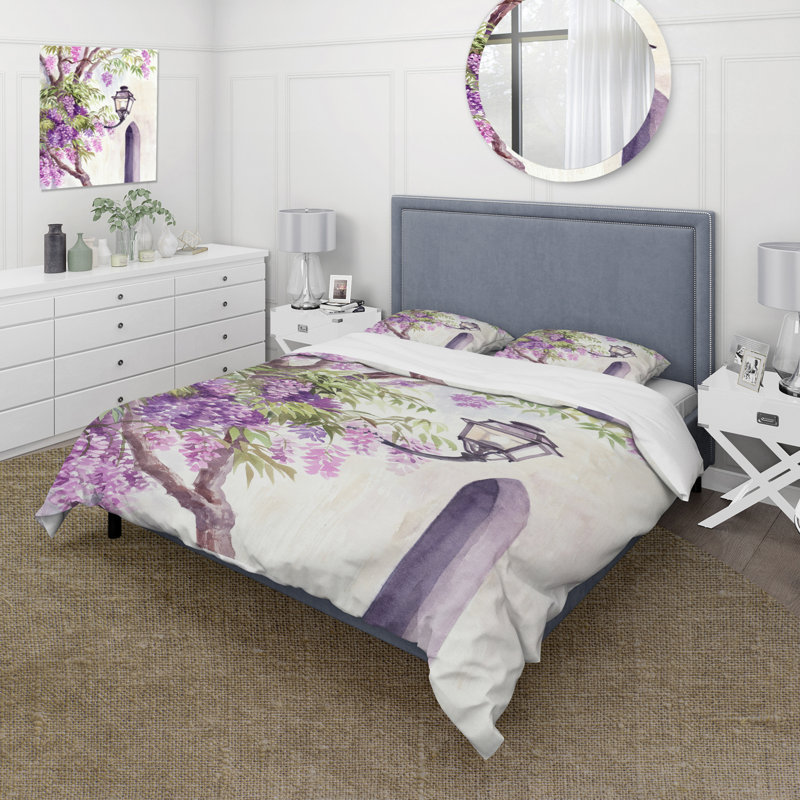 Ensemble de housse de couette en microfibre mauve / vert clair / brun, Housse de couette pour très grand lit et 2 très