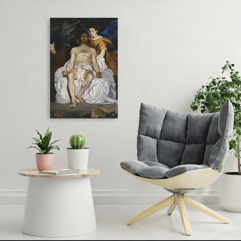 Le Christ mort avec des anges, 1864, estampe d'art mural abstrait contemporain impressionniste, H 36 po x l 24 po