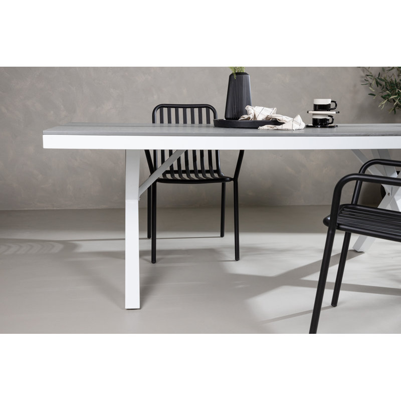 Jaleigh Rectangular Metal Outdoor Dining Table - 100 cm W 150 cm D, Light Grey, Grey