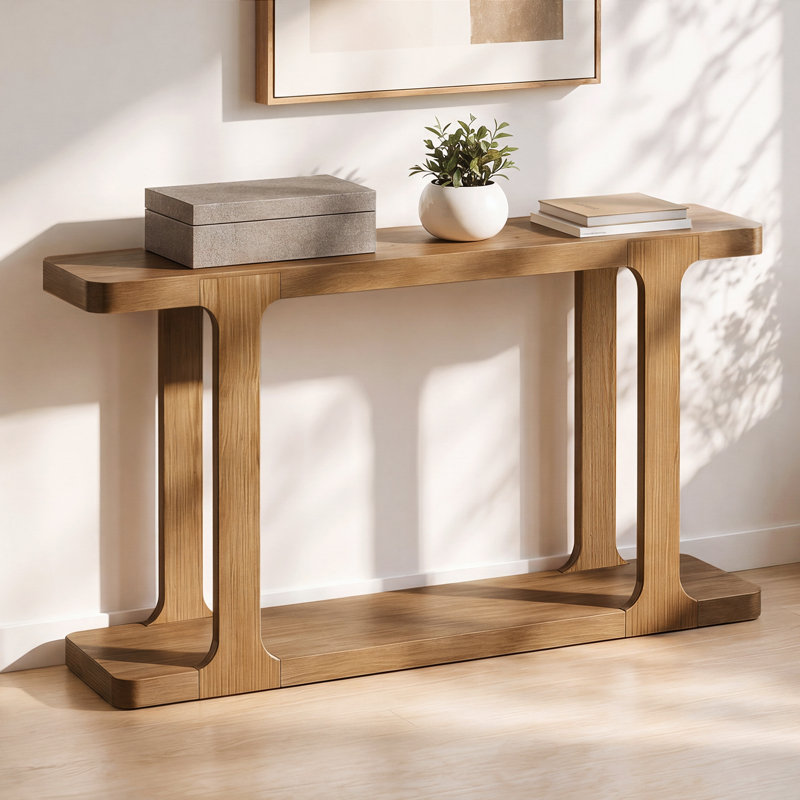 Console Braden avec pieds en bois massif et plateau de table épais