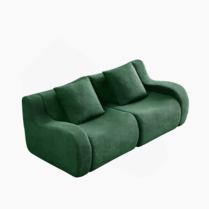 Canapé à 3 places Boneless avec tissu en peluche de haute qualité, conception antidérapante, sans assemblage, accoudoirs courbés et éponge à haute densité