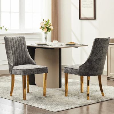 Chaises de salle à manger en chenille de tissu de rayonne American Design