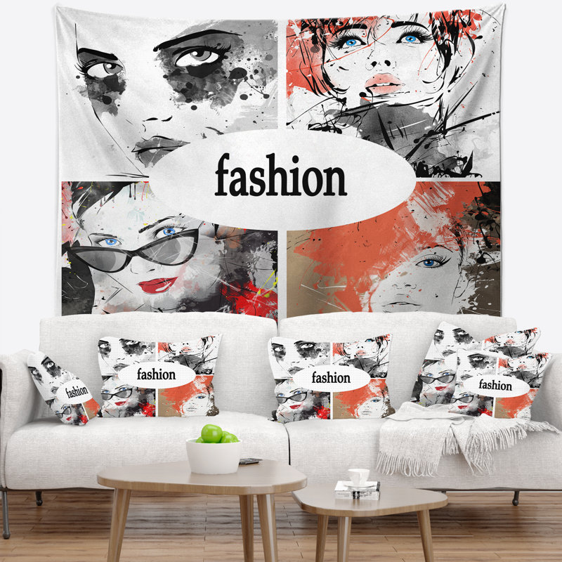 Abstract Polyester Tapestry, 50" H x 60" W