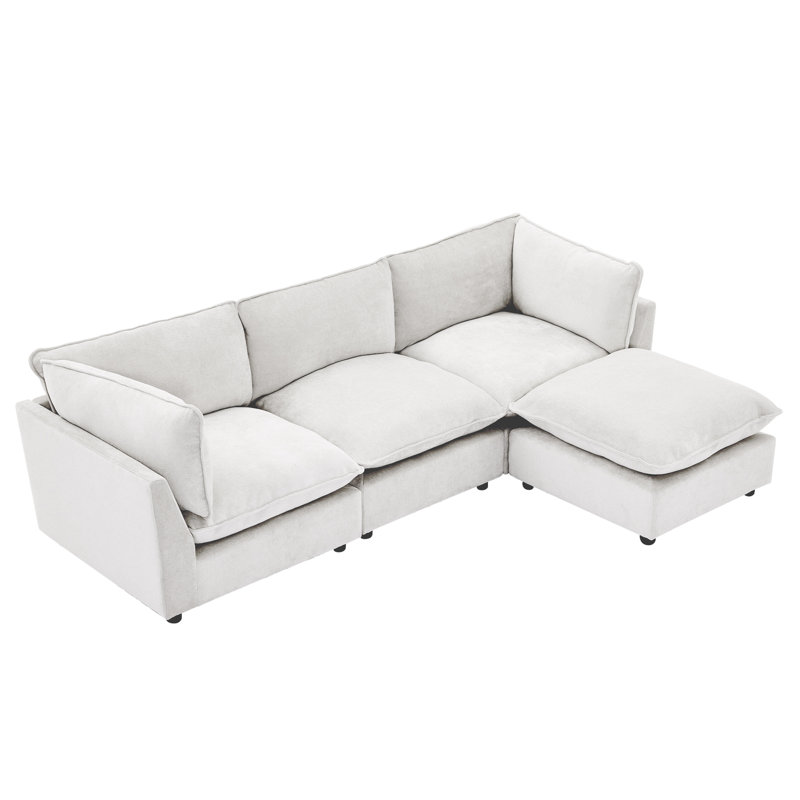 Canapé modulaire en L 106,4 po Eagan, Chenille blanche