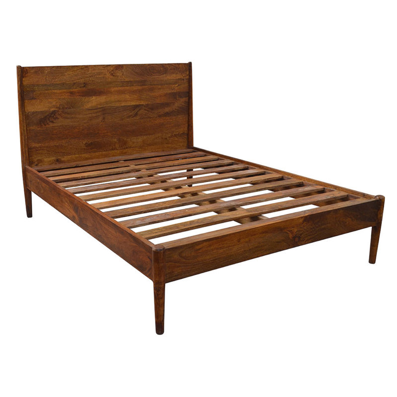 Elena Solid Wood Platform Bed, Chestnut, King