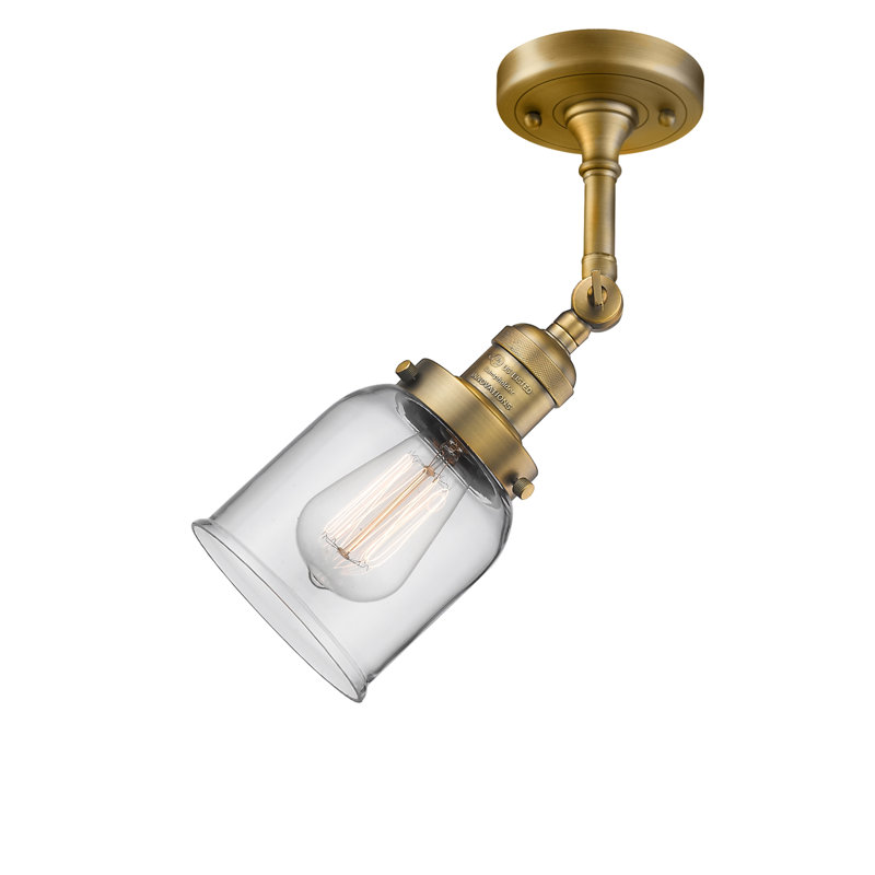 Applique murale 1 lumière 8 po Bell, Ampoule à DEL rétro de 6 watts, Clair, Laiton brossé