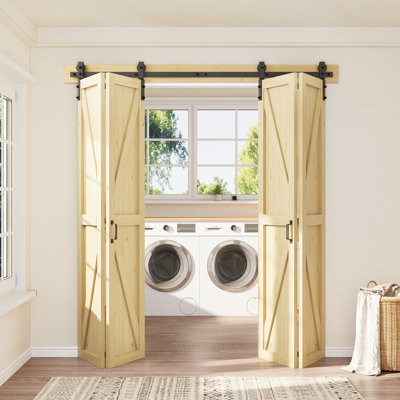 Porte de grange pliante K / Plank 84 po H 84 po