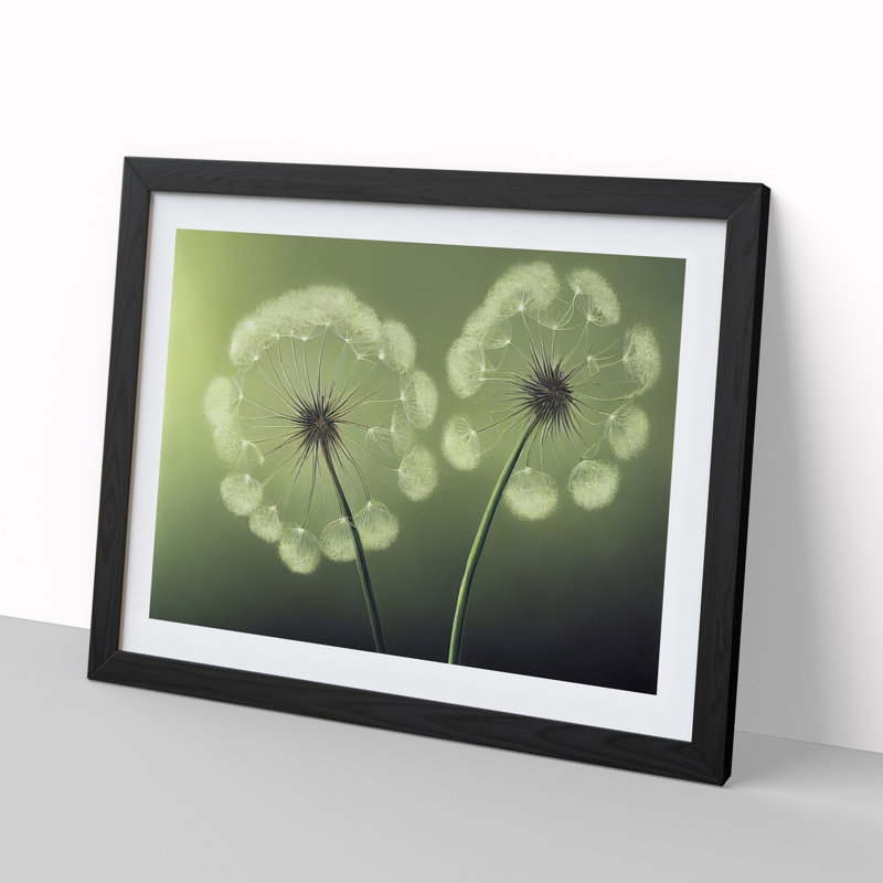 Soulful Dandelion Flowers - Single Picture Frame Print, 34cm H x 46cm W x 2cm D, Black
