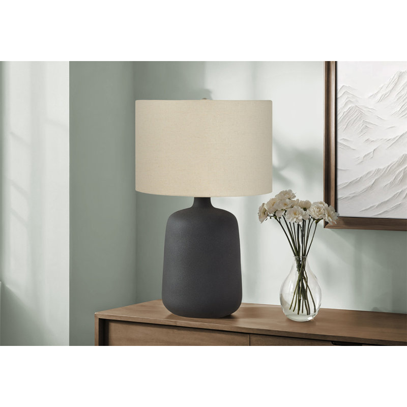 Lighting, 24"H, Table Lamp, Black Ceramic, Beige Shade, Contemporary
