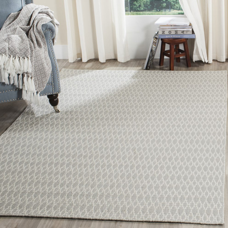 Aniwa Geometric Flatweave Wool and Cotton Area Rug, Rectangle 6' x 9'