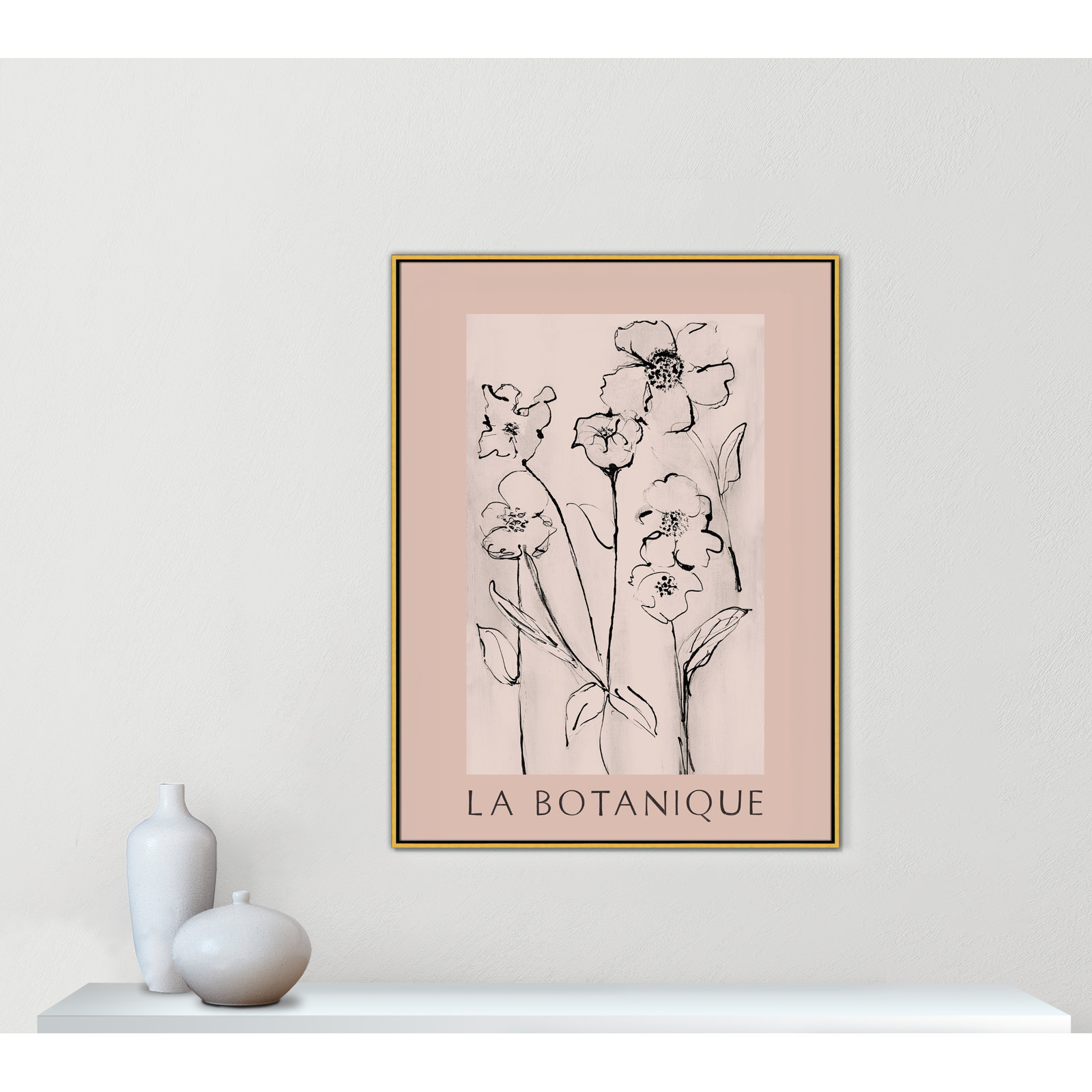 Botanical Poster Collection "La Botanique" Print by Susan Jill, Gold Floater Frame, No, 49.5" H x 37.5" W x 2" D