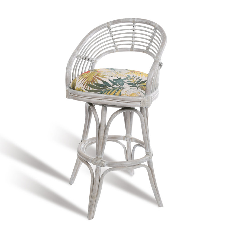 Danetra Swivel Stool, Floral/White Gray Frame, Bar Stool (32" Seat Height)