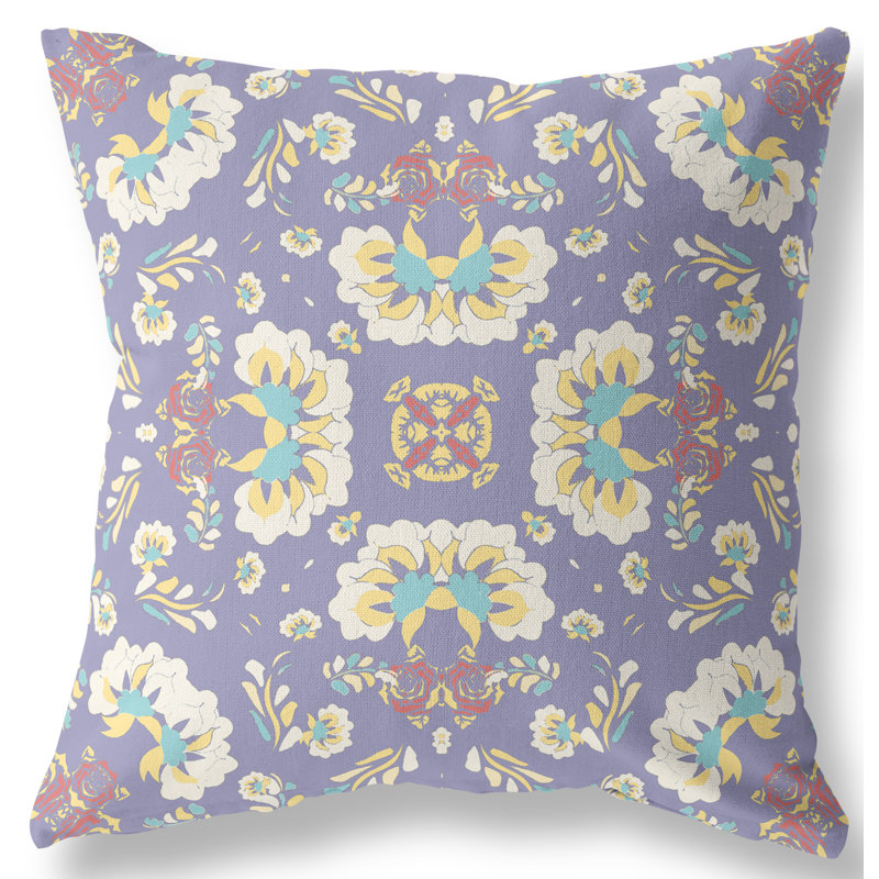  Housse de coussin Divine, 16 po x 16 po, Pourpre / Blanc cassé