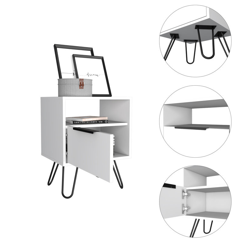 Table de chevet blanche 22 po, Blanc