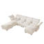 Canapé modulaire rembourré en U avec rangement, canapé à 7 places en velours côtelé avec dossier à accoudoirs réglables, coussins de soutien moelleux, beige-1278642505