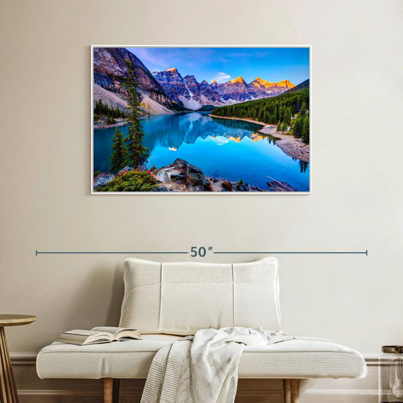 Incroyable lac Moraine, Cadre flottant blanc, 40 po x 27 po
