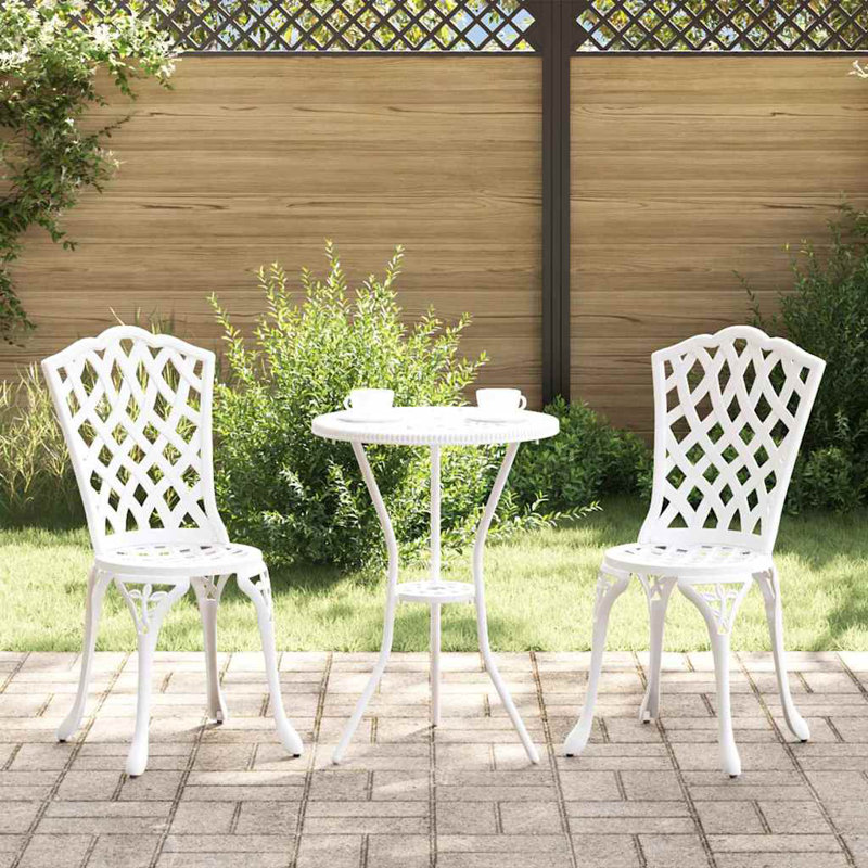 2 - Person Patio Dining Set with Rectangular Table , Cushions Included, White