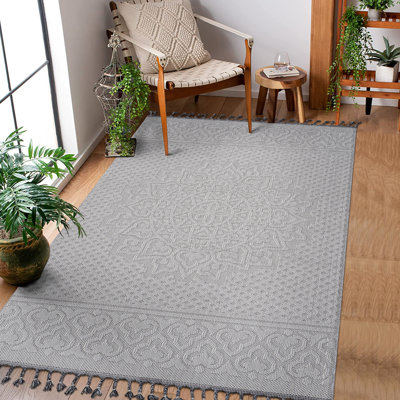 Tapis tissé et médaillon 4 x 6, blanc / intérieur / extérieur, teinté, ne perd pas ses poils, facile à entretenir, tapis blanc / tapis 4 x 6 po, utilisation extérieure, tache, faible entretien, poils de 0,27 pouce