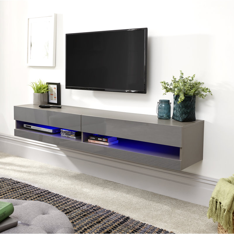 Allon Unfinished Floating TV Stand, Grey, 30cm H x 150cm W x 38cm D
