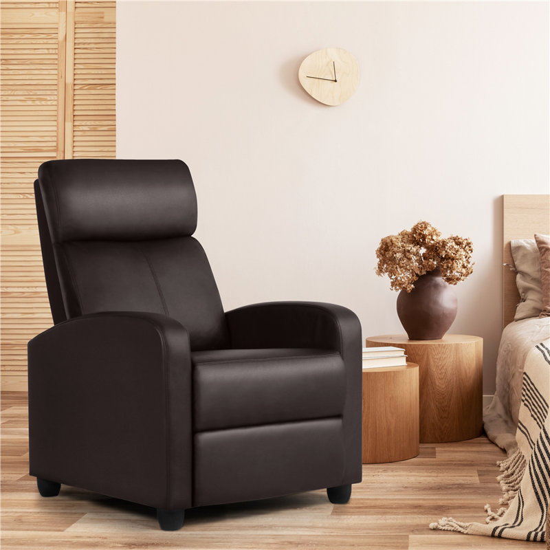 Manual Glider Recliner Armchair  with 3 Relaxation Modes, Brown