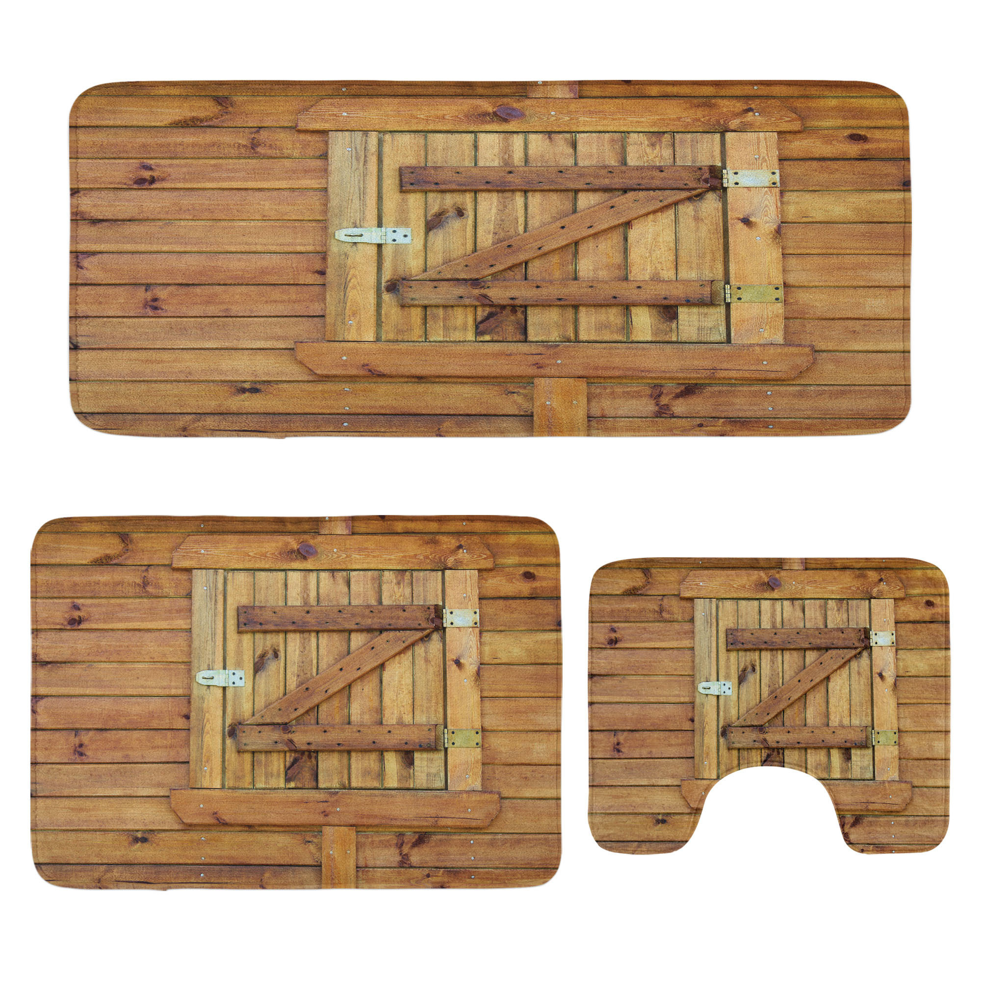 East Urban Home Rustic Bathroom Rug Set 3 Pieces U-Shape & Rectangle ...