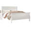 Grand lit blanc mettant en valeur la sophistication classique, tiroir pour une capacité de rangement supplémentaire, ornement en nickel brossé, rehausse le confort du matelas à ressorts, structure en bois de pin,