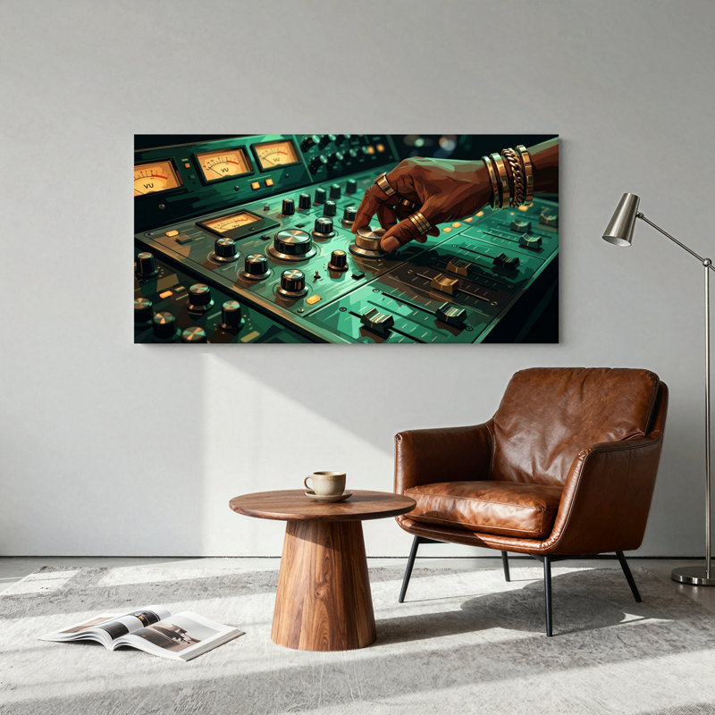 Ensemble de 1 tableau sur toile représentant une table de mixage audio, 58“W x 28”H, Wrapped Canvas