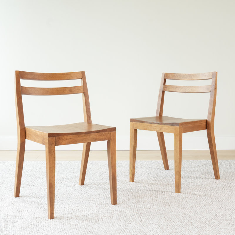 Brevard Slatted Solid Wood Side Chair, Pecan