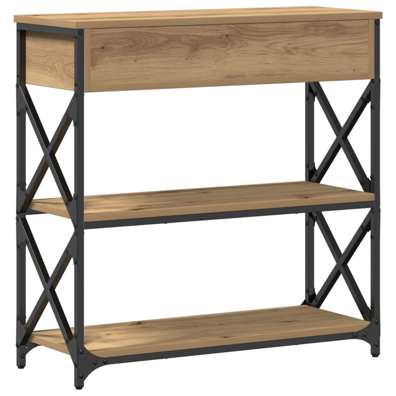 Console Table 100X28x75 Cm Engineered Wood & Steel, 75cm H x 75cm W x 28cm D, Artisan Oak