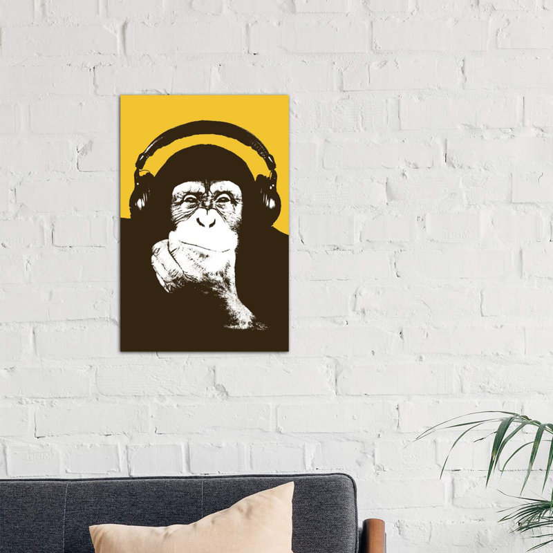 Headphone Monkey by Steez - Wrapped Canvas Print, 101.6 cm H x 66.04 cm W x 1.91 cm D