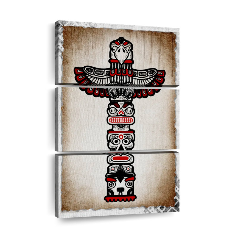 «Native American Native American Totem», ensemble de 3 pièces sur toile par NativeHeritageArt, H 65 po x l 42 po x P 1,25 po