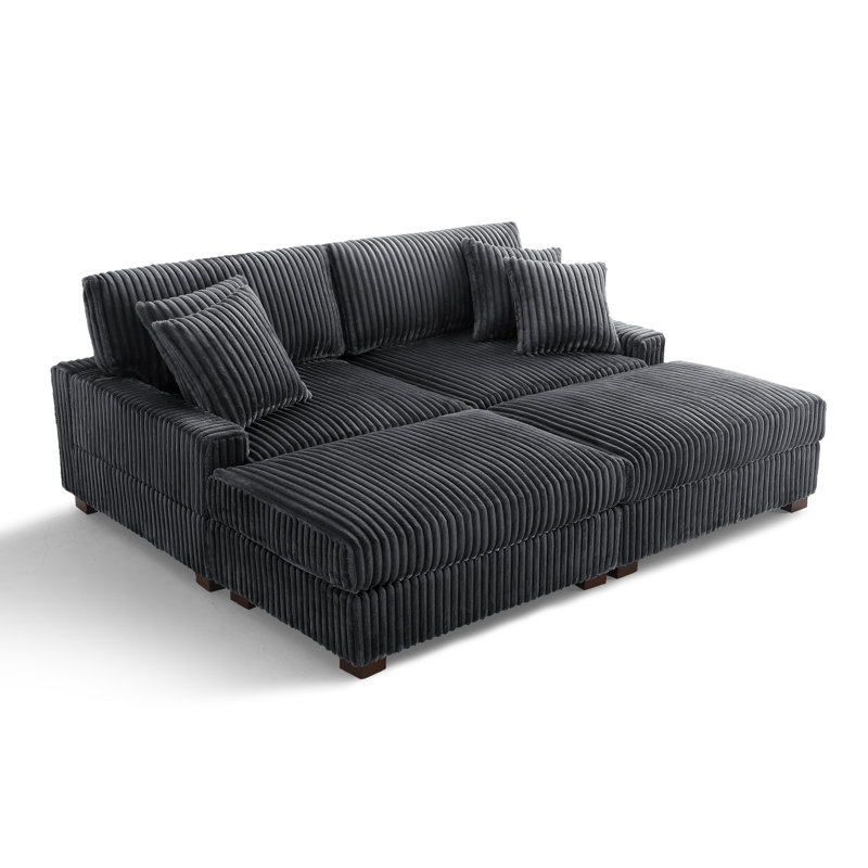 4 Seater Sectional, Grey Polyester/Foam Padding
