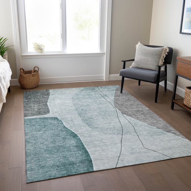 Tapis intérieur / extérieur Charlisha avec envers antidérapant, Rectangle 8 pi x 10 pi