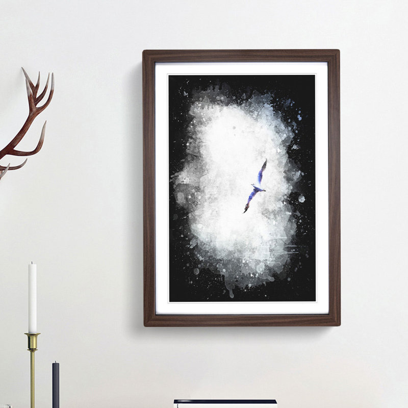 Flying Seagull - Framed Print, Walnut Framed, 33cm H x 24cm W x 2cm D