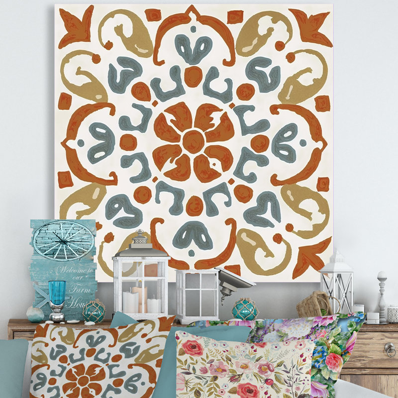 Carreaux marocains dans des tons de terre V - Décoration murale abstraite en métal, H 23 po x l 23 po x P 1 po