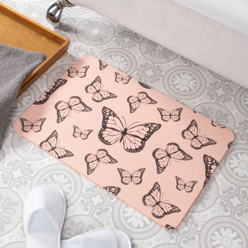 Non-Slip Bath Mat, Pink/Black