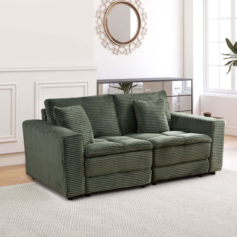 2 sièges (2 coussins offerts), canapé avec assise et dossier amovibles, canapé en velours côtelé pour le salon