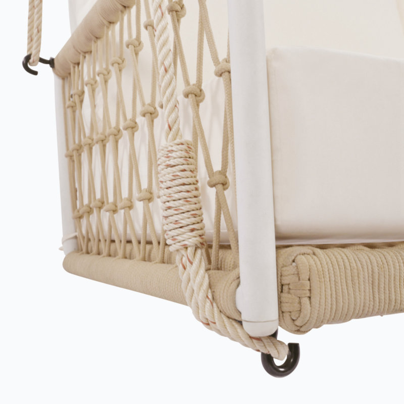 Canapé-lit d'extérieur en corde tissée pour 2 personnes Trexm, causeuse de patio suspendue avec coussins moelleux pour cour, balcon et cour