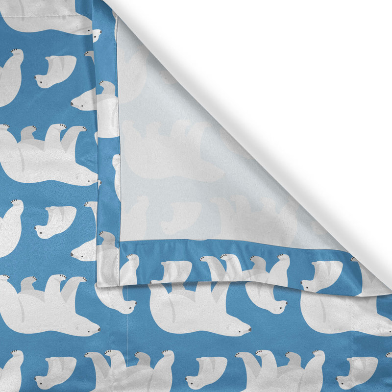 Rustic curtain, cold country mammals, pale blue and white
