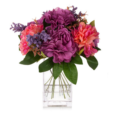 Arrangement floral de dahlia en soie artificielle dans un vase