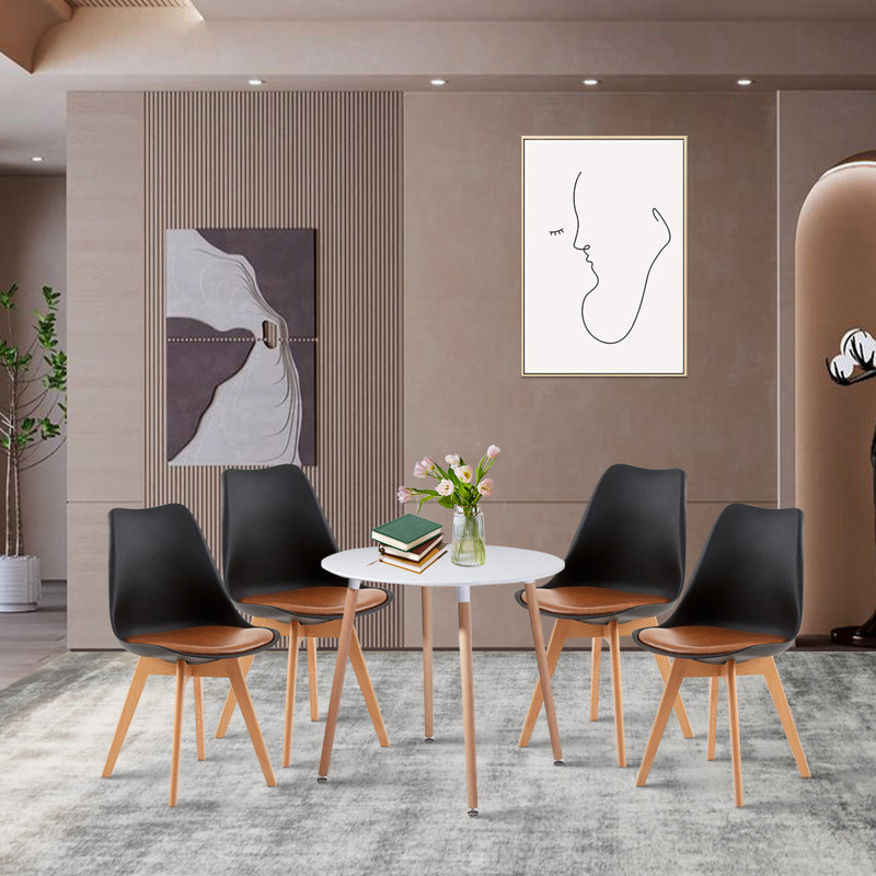 Theresa 4 - Person Dining Set, Black/Brown