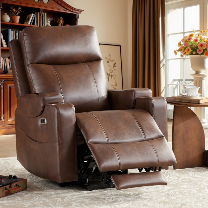 Dual Motor Power Lift Recliner Chair With Massage Heat And Adjustable Lumbar Support For Elderly, Brown